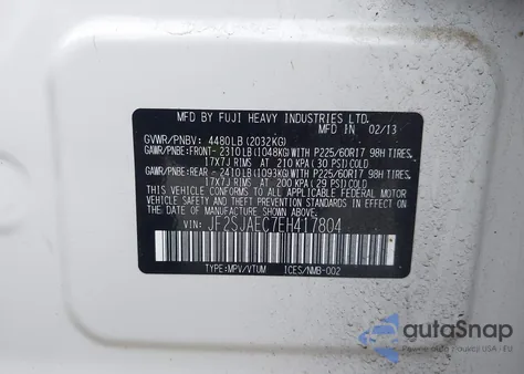 2014 Subaru Forester 2.5I Premium from USA, damaged, VIN JF2SJAEC7EH417804